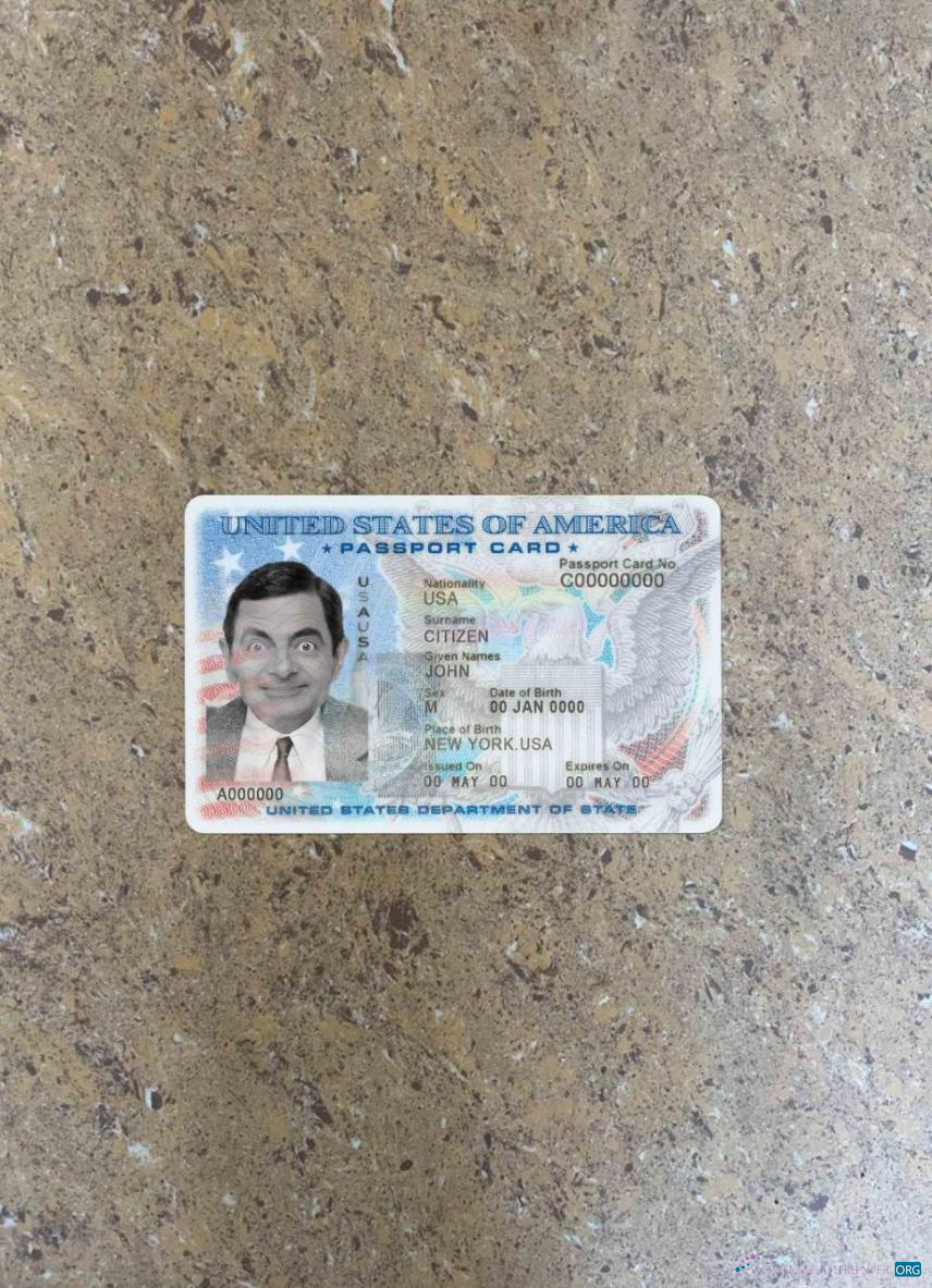 Download USA passport ID card photolook FRONT Photoshop template